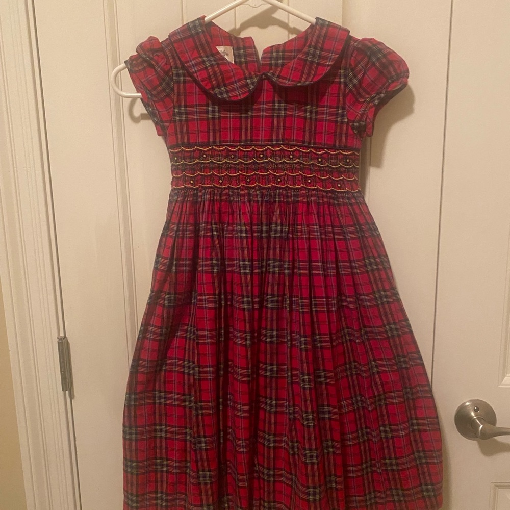 🟥🟢 Laura Ashley Multicolored Smocked Dress with Peter Pan Collar-Size 6X
